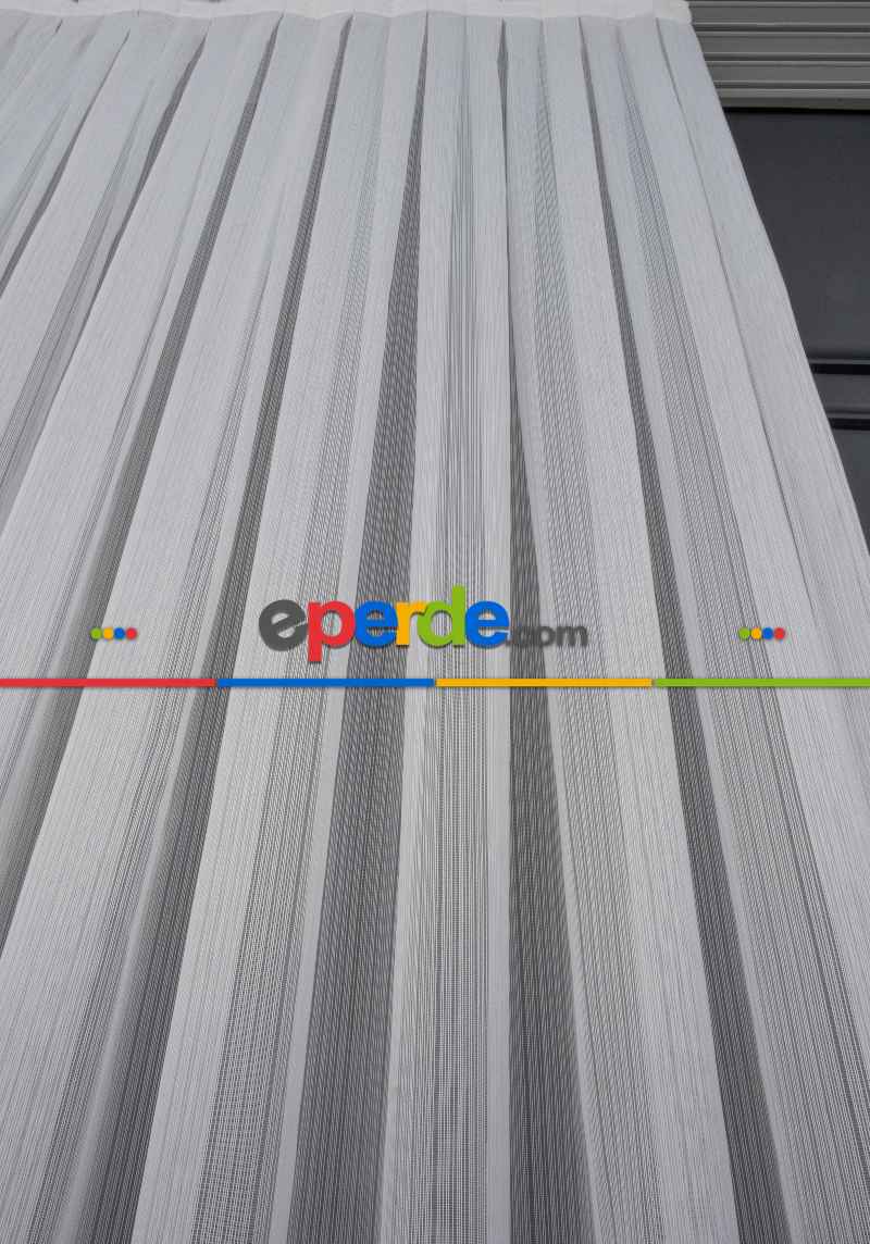 Brillant Mat Çizgili Tül Keten Görünümlü - Yüksek Kalite