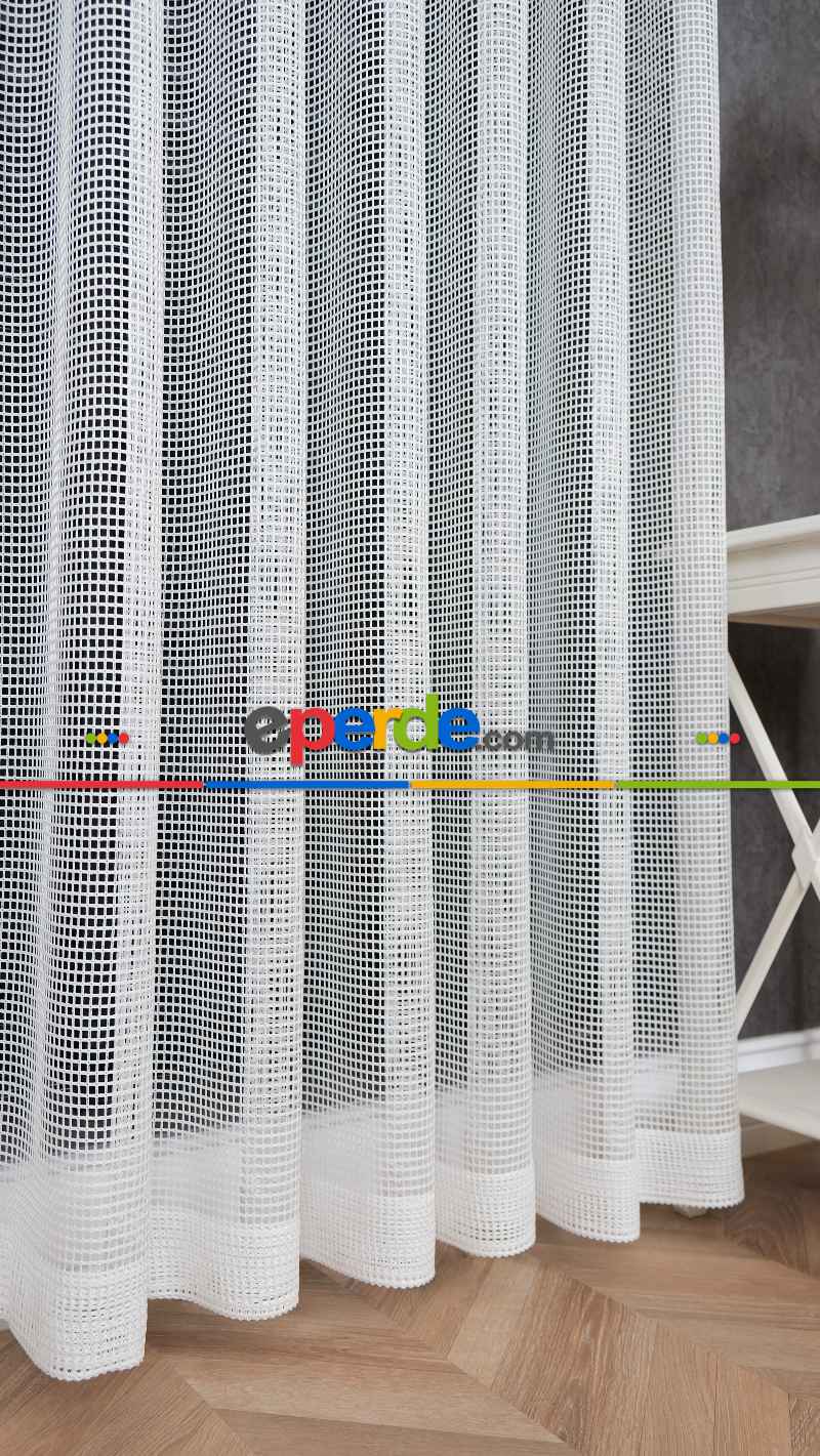 Ekru File Tül Perde, Ağır Gramajlı Premium Seri