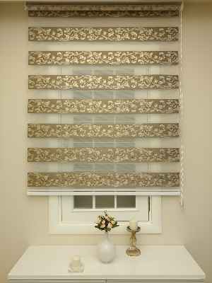 Oturma Odası - Jakarlı Zebra Perde Bdz-02- Altın Simli-kahve