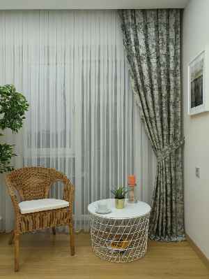 Bej Koyu Yeşil Desenli Jakar Fon Perde (180)- Yeşil Koyu Yeşil