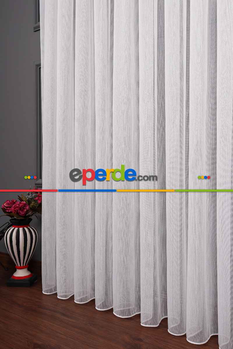 Mutfak Tül Gümüş Simli Bambu Keten Tül Perde Akdz 1047