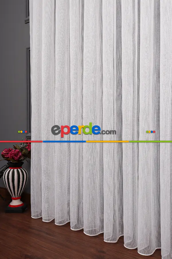 Gümüş Simli Bambu Keten Tül Perde Akdz 1047