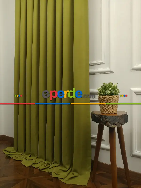 Arzenen Birinci Sınıf Kalite Kadife Dokulu Tek Kanat Fon Perde.- Fıstık Yeşili