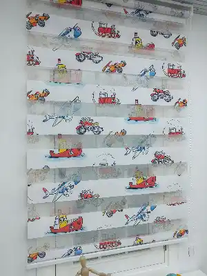 Çocuk Odası - Gemili Uçaklı Motor Desenli Erkek Çocuk Odası Zebra Perde-  Çok Renkli 2