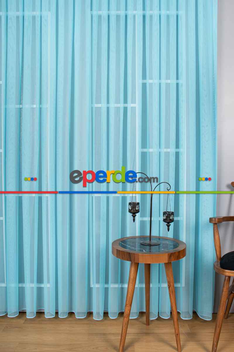 Yatak Odası - Turkuaz Grek Tül Perde Petek Zemin