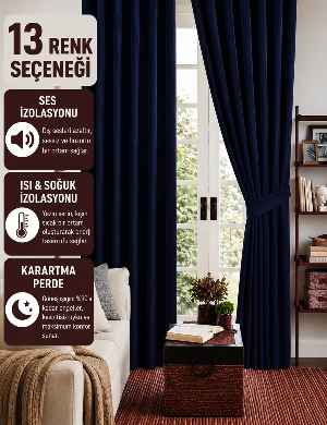 Lacivert Koyu Mavi Renk Karartma Blackout Güneşlik Fon Kalın Perde