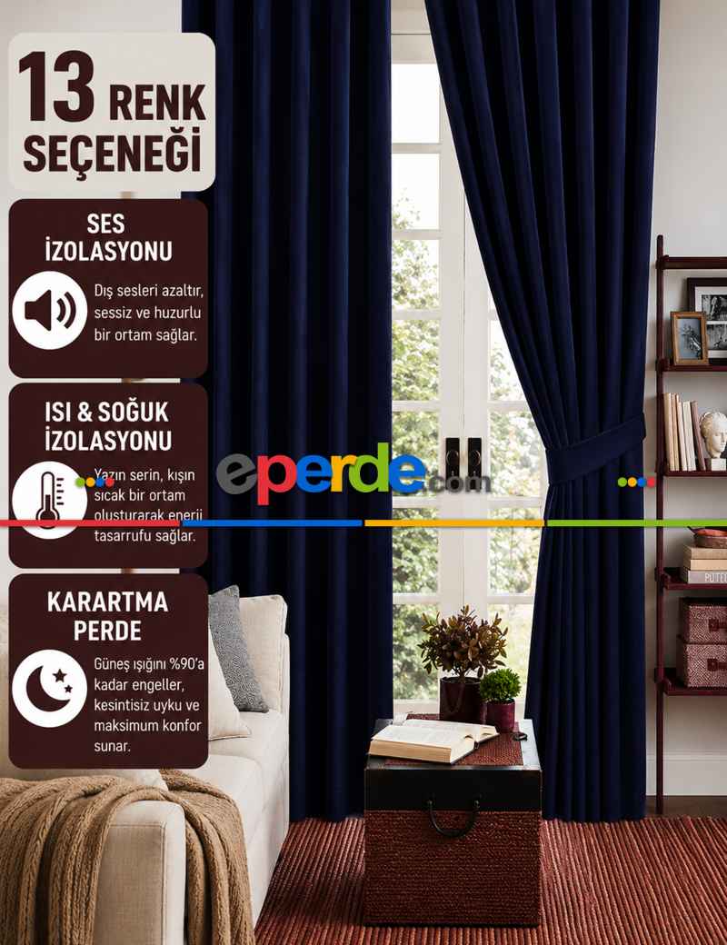Salon - Lacivert Blackout Karartma Perde