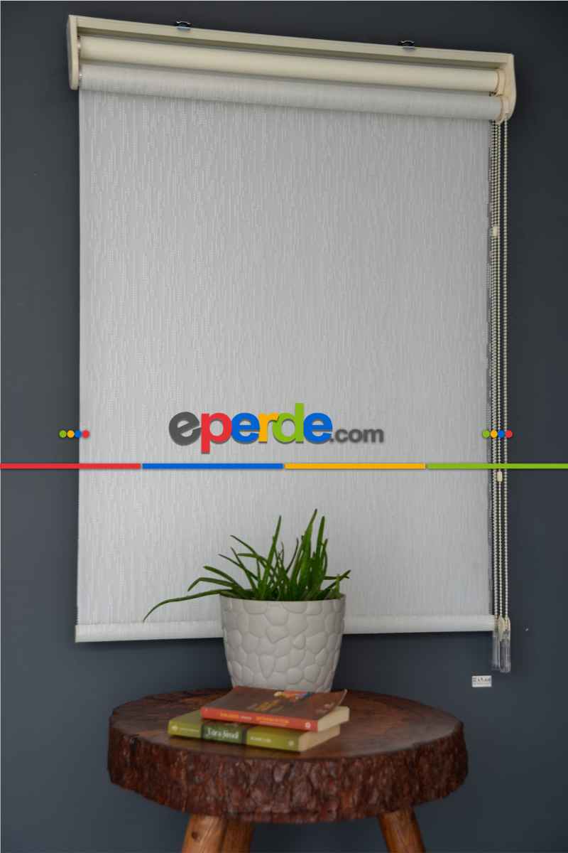 Halim Perdesan Dacuz-211 Beyaz Renk Etekli Veya Eteksiz Çift Mekanizmalı Tül Stor Perde