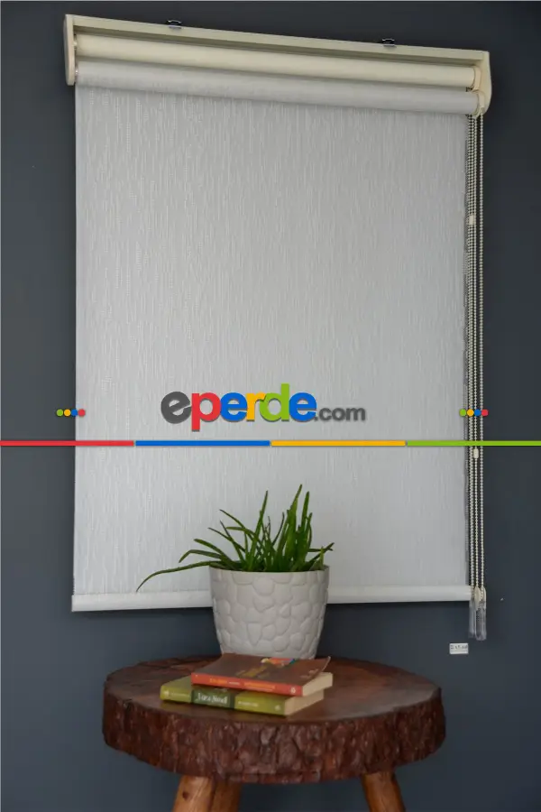 Halim Perdesan Dacuz-211 Beyaz Renk Etekli Veya Eteksiz Çift Mekanizmalı Tül Stor Perde