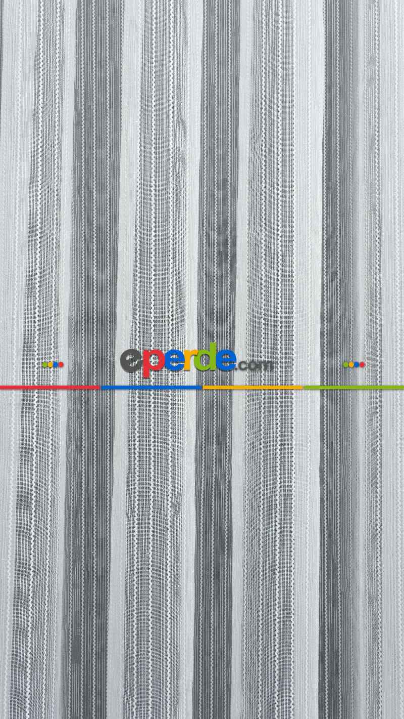 Mutfak - Tek Makarna Boyuna Çizgili Tül Perde Ekru Dolgulu- Ekru