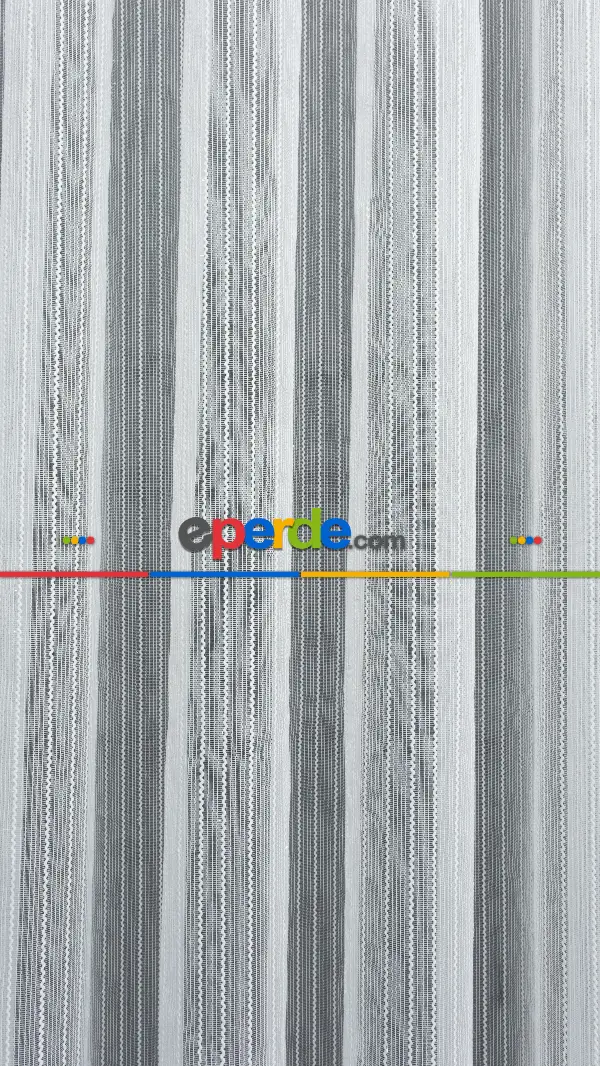 Tek Makarna Boyuna Çizgili Tül Perde Ekru Dolgulu- Ekru - Kurşunlu Tül