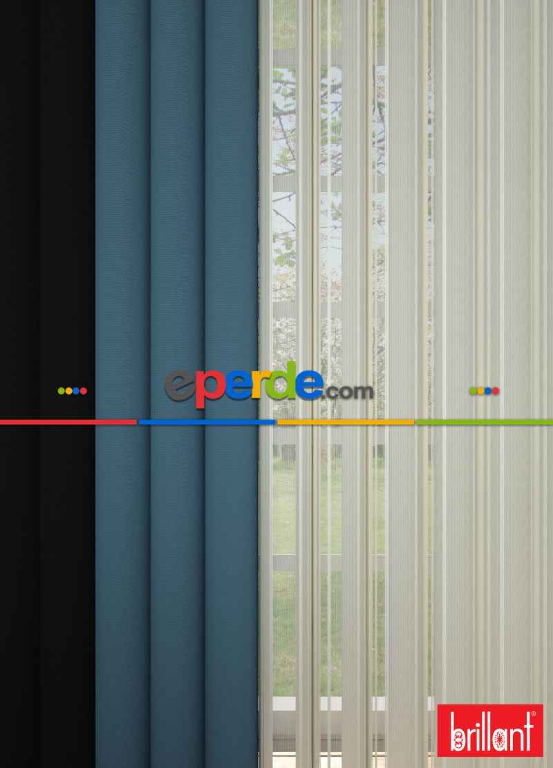 Brillant Akıllı Tül Siyah-açık Mavi Perde Tül Dikey Zebra Perde Düz 1. Kalite