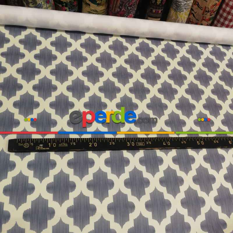 Geometrik Desenli Fon Perde Evm366 _g - Kumaşı Kalındır Duck Bezi Değildir.- Gri-füme-antrasit-beyaz