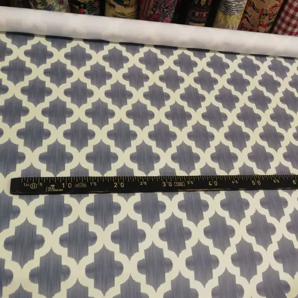 Geometrik Desenli Fon Perde Evm366 _g - Kumaşı Kalındır Duck Bezi Değildir.- Gri-füme-antrasit-beyaz