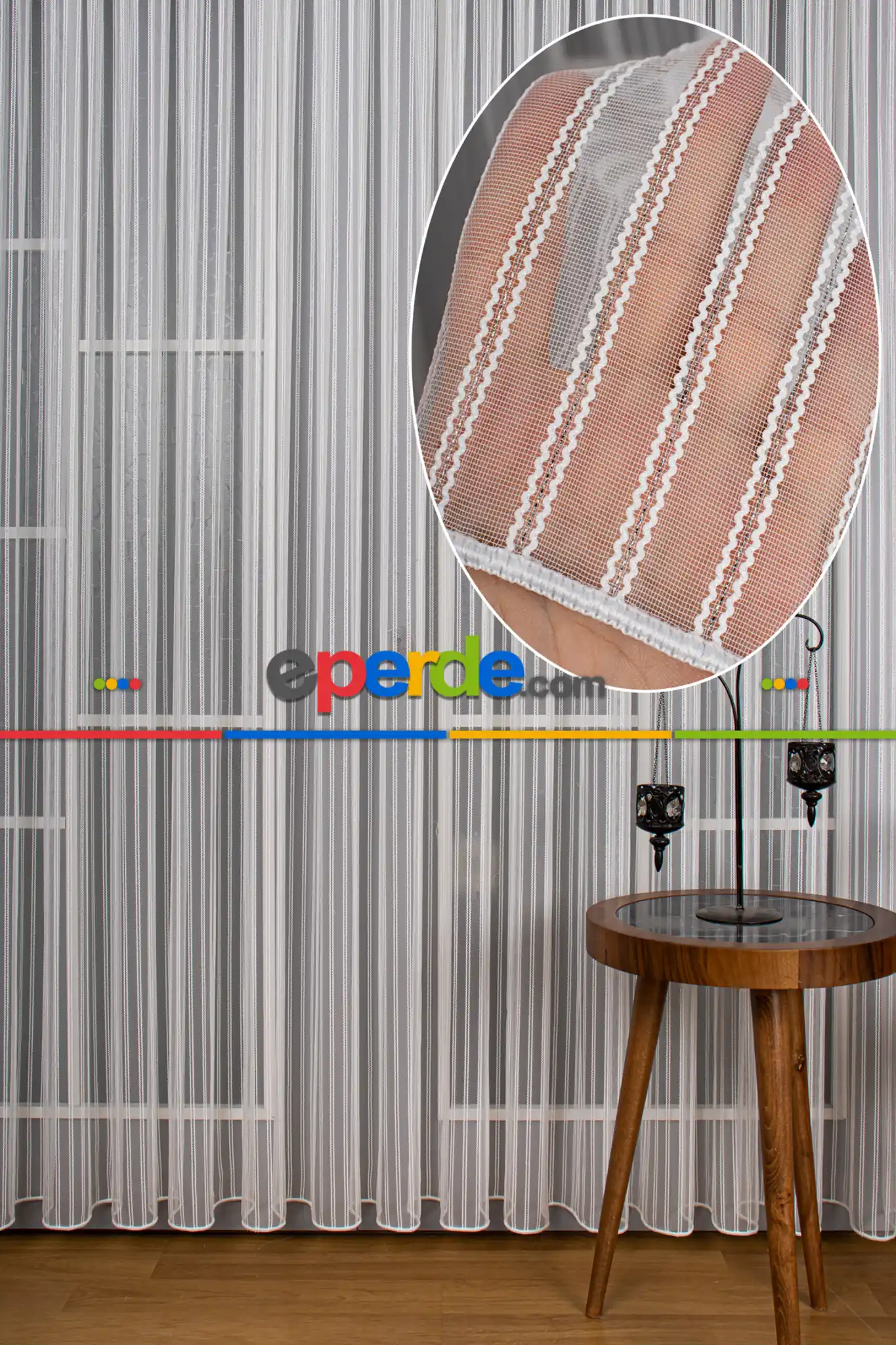 Mutfak Tül Çift Makarna Simli Armür Düz Tül Perde - Kurşunlu Tül