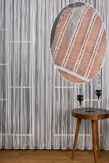 Çift Makarna Simli Armür Düz Tül Perde - Kurşunlu Tül