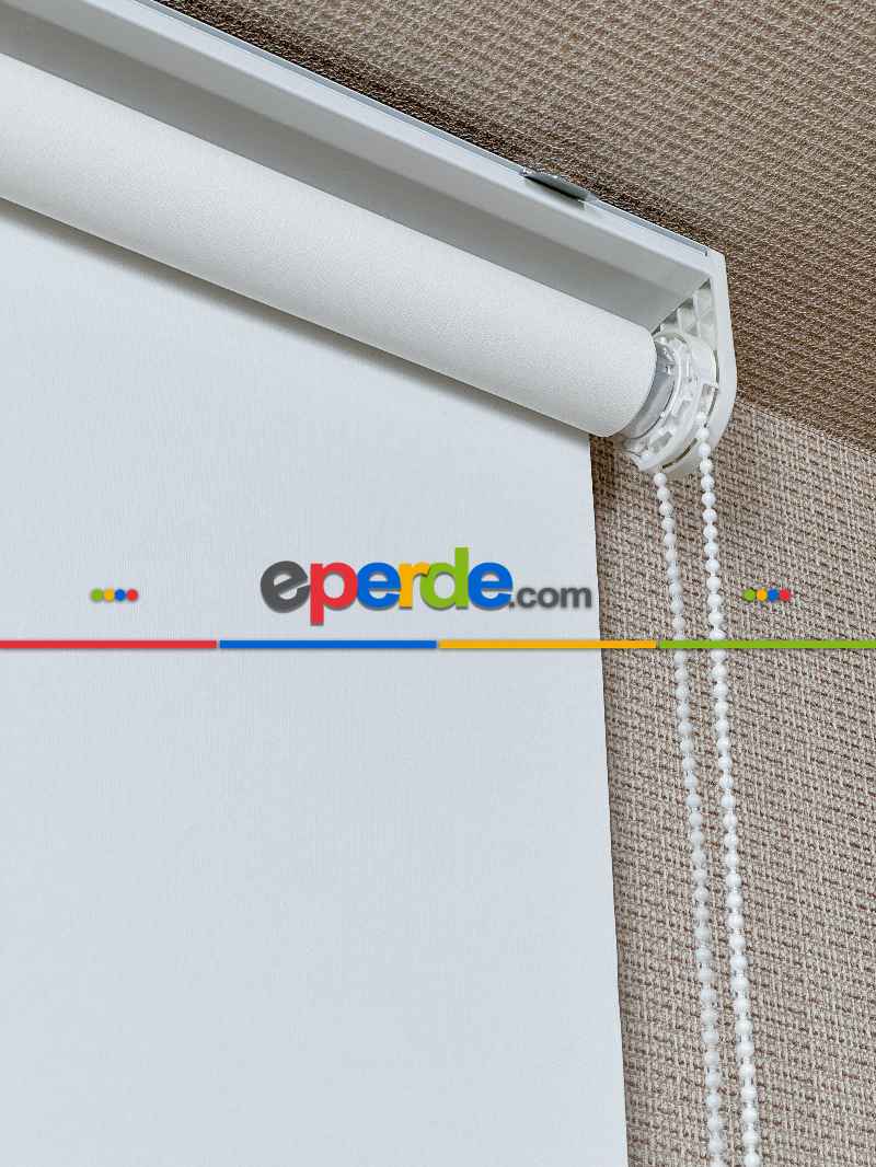 Salon Ekru Lazer Kesimli Stor Perde ( Lazer Kesim Fiyata Dahildir) Metal Kasalı - Yüksek Kalite - Kornişe Kolay Montaj Seçenekli