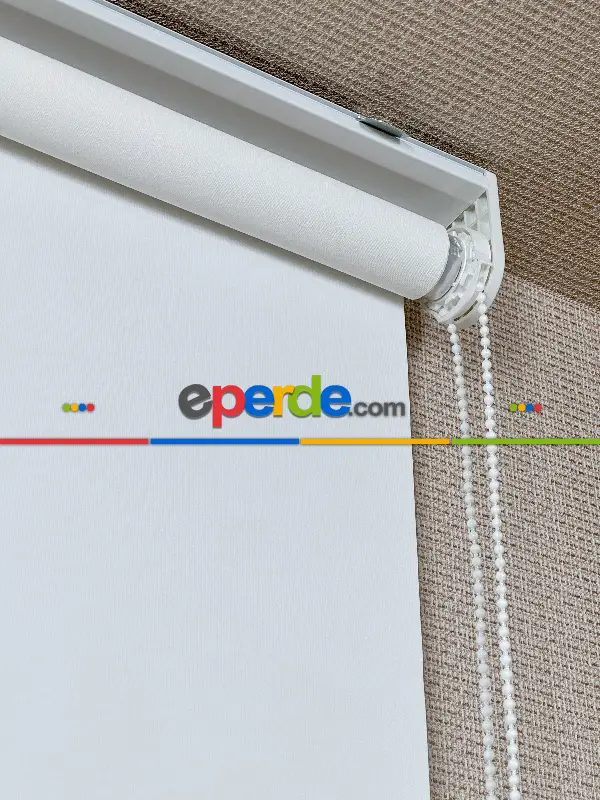 Ekru Lazer Kesimli Stor Perde ( Lazer Kesim Fiyata Dahildir) Metal Kasalı - Yüksek Kalite - Kornişe Kolay Montaj Seçenekli