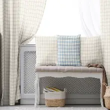 Salon Fon Perde Evim1615-5 Kumaşı Kalındır Duck Bezi Değildir- Mavi-beyaz