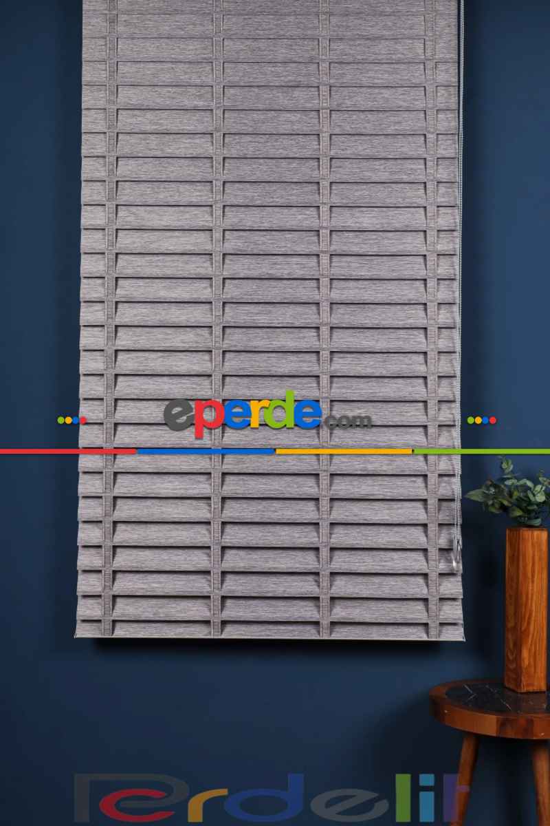 Gri 50mm Silüet Kumaş Jaluzi Perde