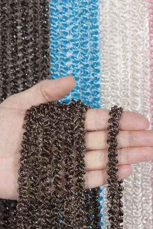 Bukle Duble Serisi Kahve Simli İp Perde- Altın Simli-kahve