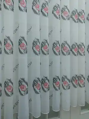 Beşiktaş Desenli Tül Perde Hazır Dikili Tül Sıkpile- Siyah-Beyaz