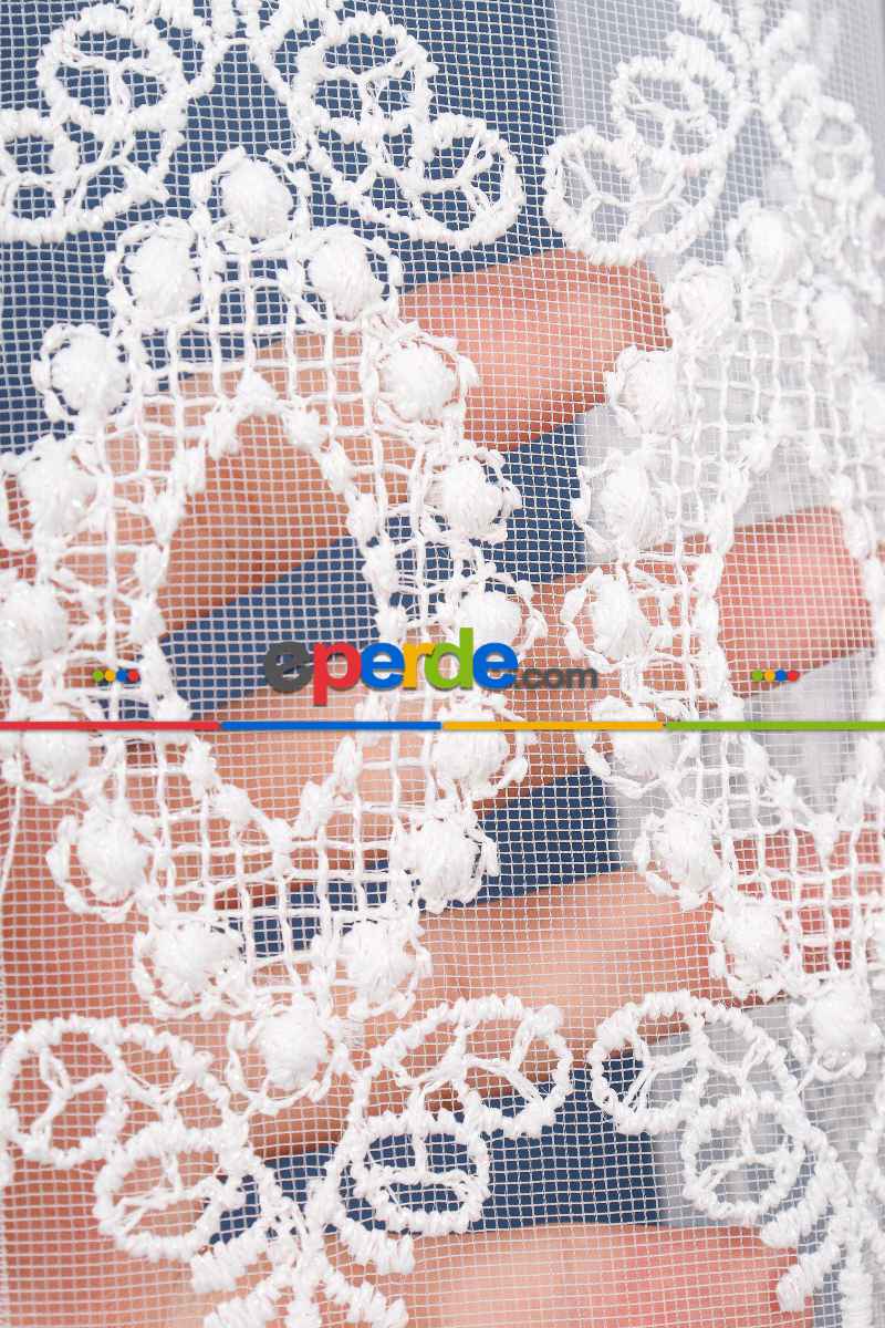 Salon Tül Modelleri - Elit Brode İşlemeli Tül Perde Özel Seri 105