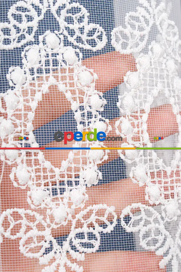 Salon Tül Modelleri - Elit Brode İşlemeli Tül Perde Özel Seri 105