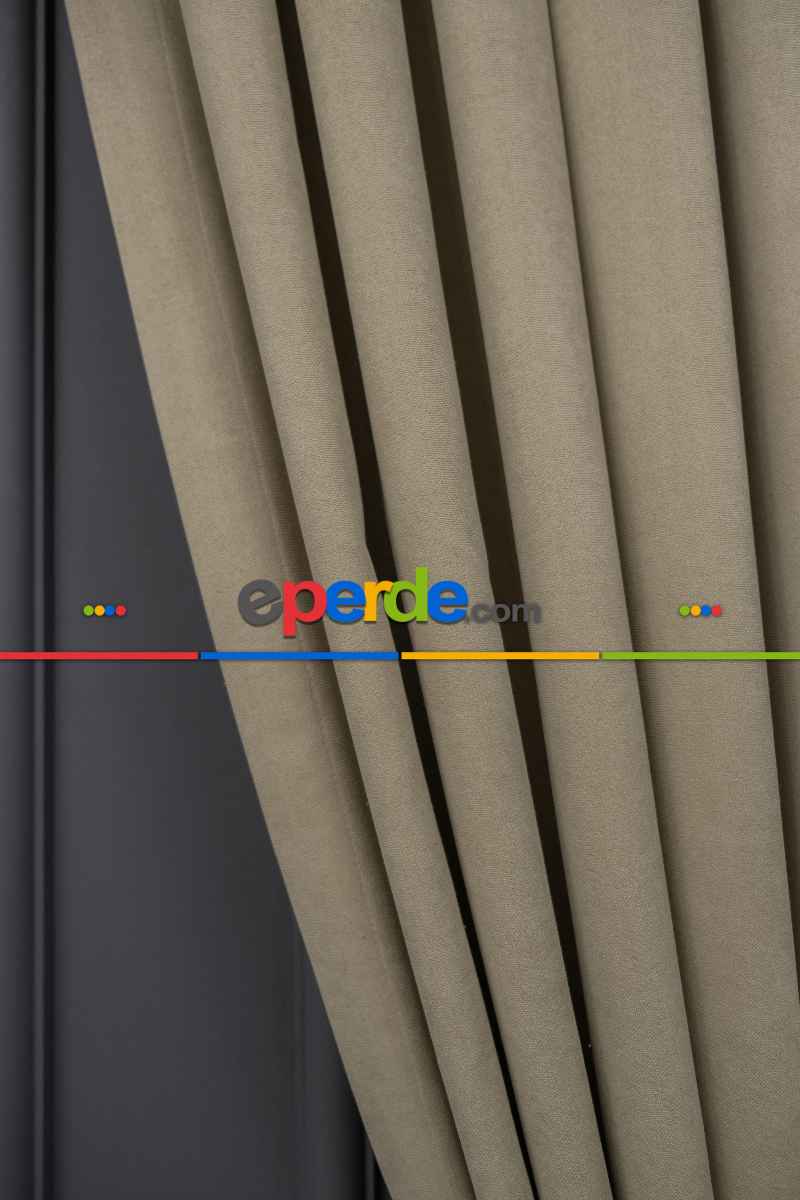 Taş Rengi Düz Fon Perde En Dökümlü Fon Perde