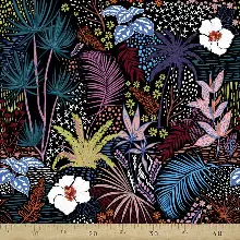 Tropkal Desenli Fon Perde Evm1101kumaşı Kalındır Duck Bezi Değildir- Siyah-Mavi-Beyaz- Çok Renkli 2