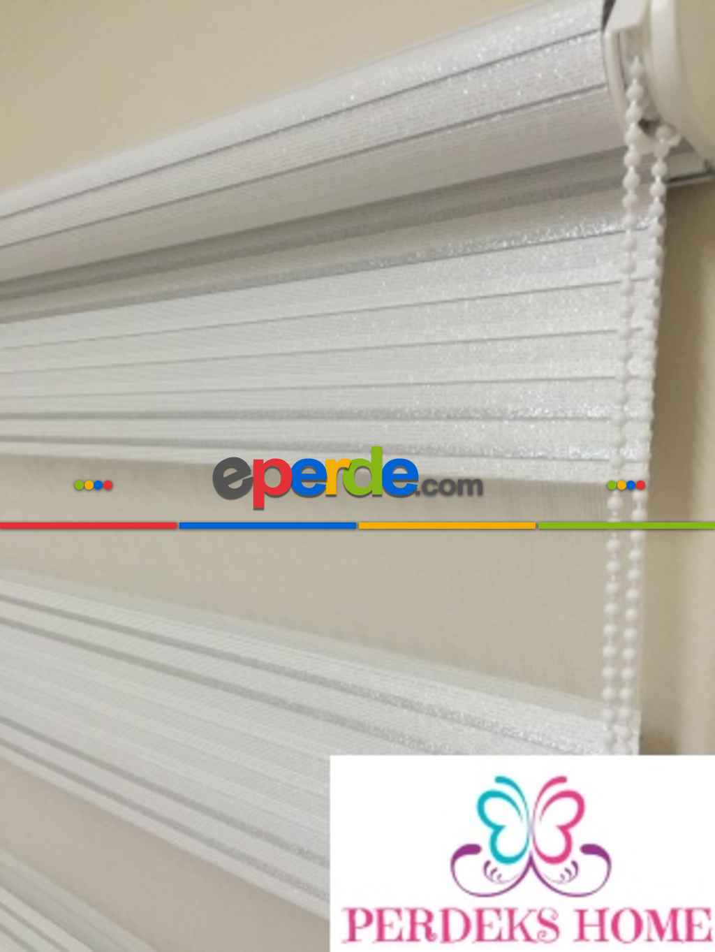 Pliseli Zebra Perde Gri Şeritli- Beyaz