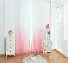 Kız Çocuk Odası Tül Perde - Renkli Geçişli Degrade - Pembe - Kurşunlu Tül