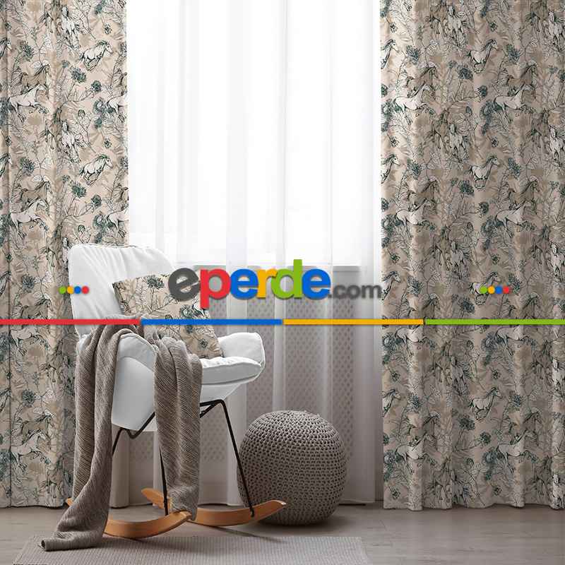 Salon Fon Perde Evim1560 Kumaşı Kalındır Duck Bezi Değildir- Mavi-beyaz