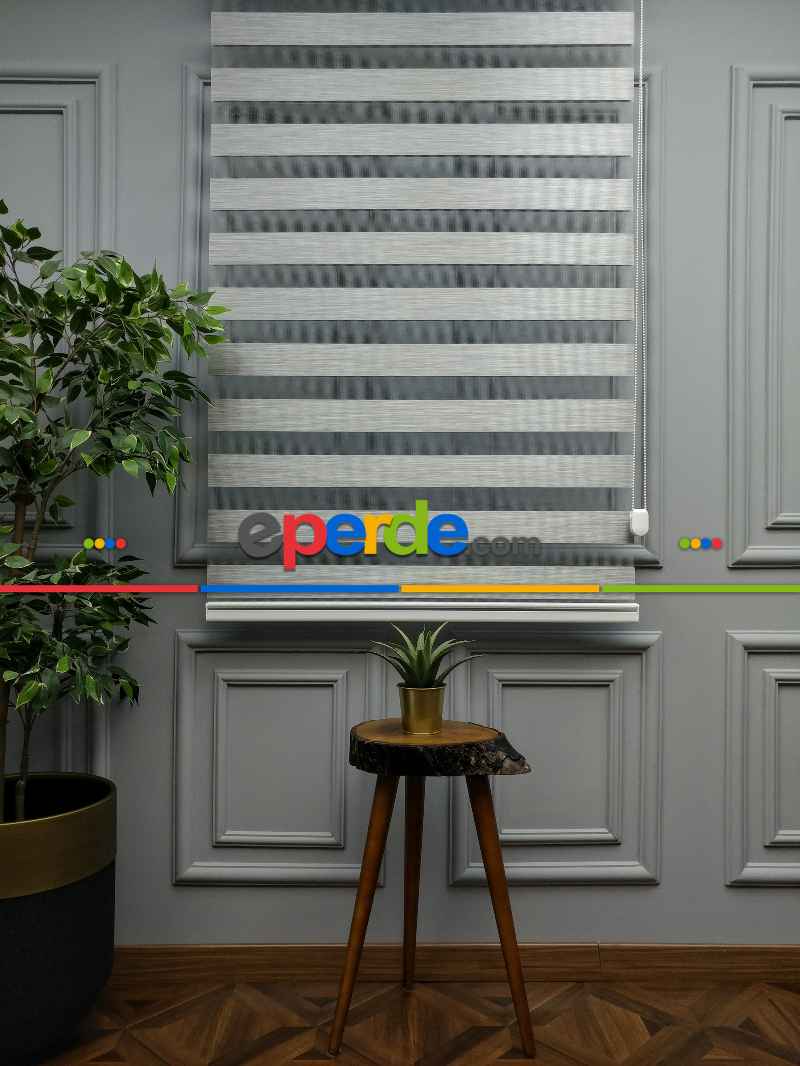 Mutfak - 2021 Sezonu - Zebra Perde - Bambu Zebra Perde- Gri-füme-antrasit