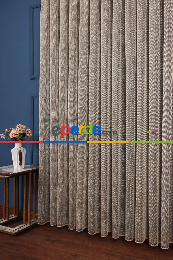 Salon Tül Modelleri - Bruno Siyah-altın Düz Tül Perde