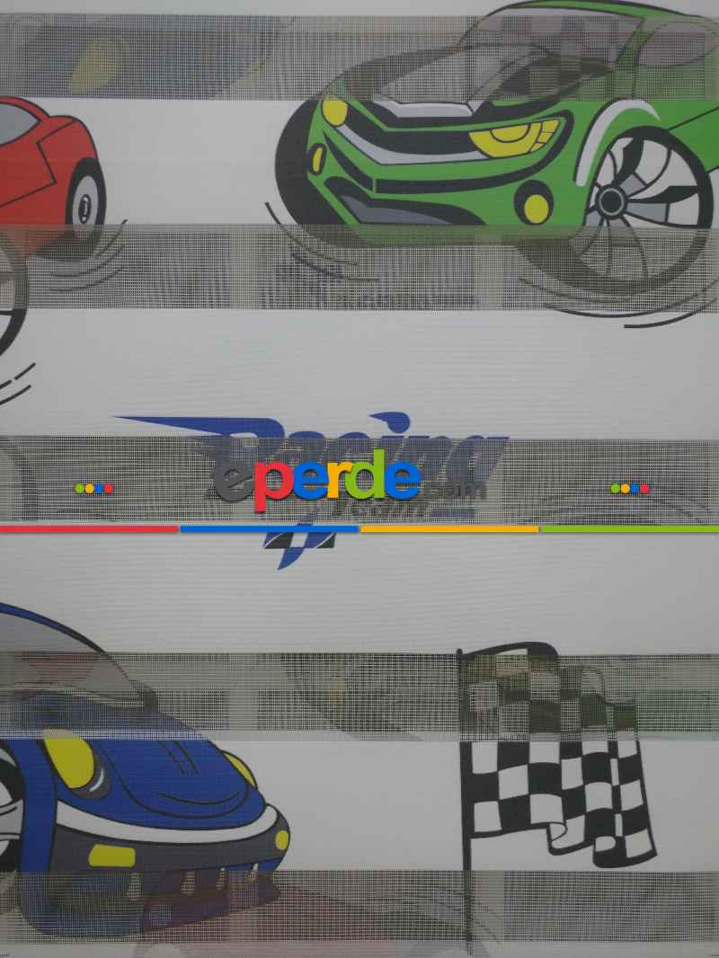 Çocuk Odası - Zebra Perde Racing- Mavi