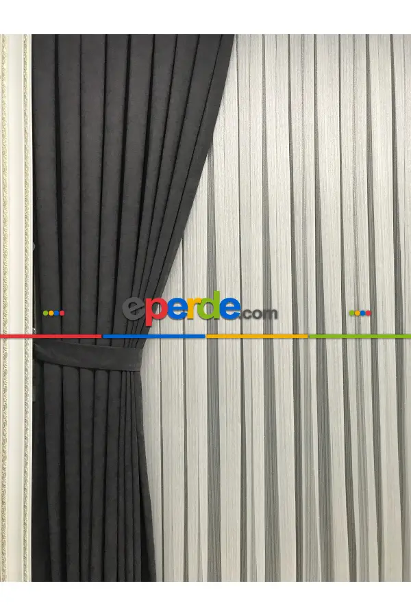 Düz Dökümlü Fon Perde - Antrasit (dikim Ücreti Fiyata Dahildir)