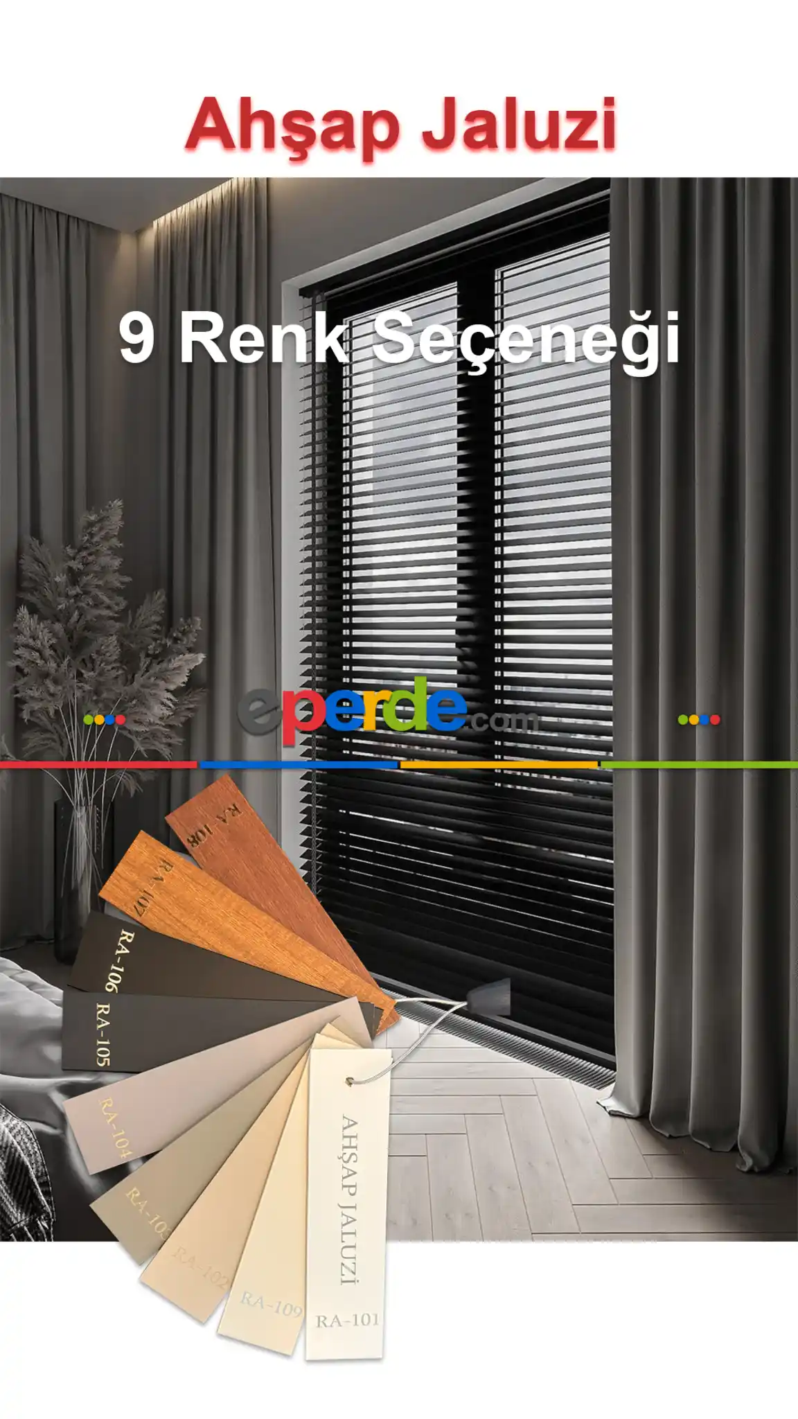 Gerçek Ahşap Jaluzi Perde - 9 Renk Seçeneği - Açıklamada Video Bulunmaktadır.