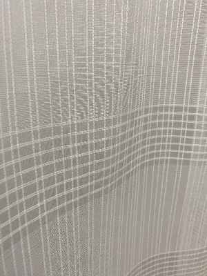 Kare Desen Çizgili Ütü İstemez Tül Perde-ekru