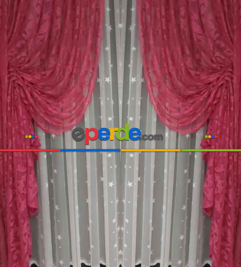 Tül Fon Fuşya Fon Perde- Fuşya