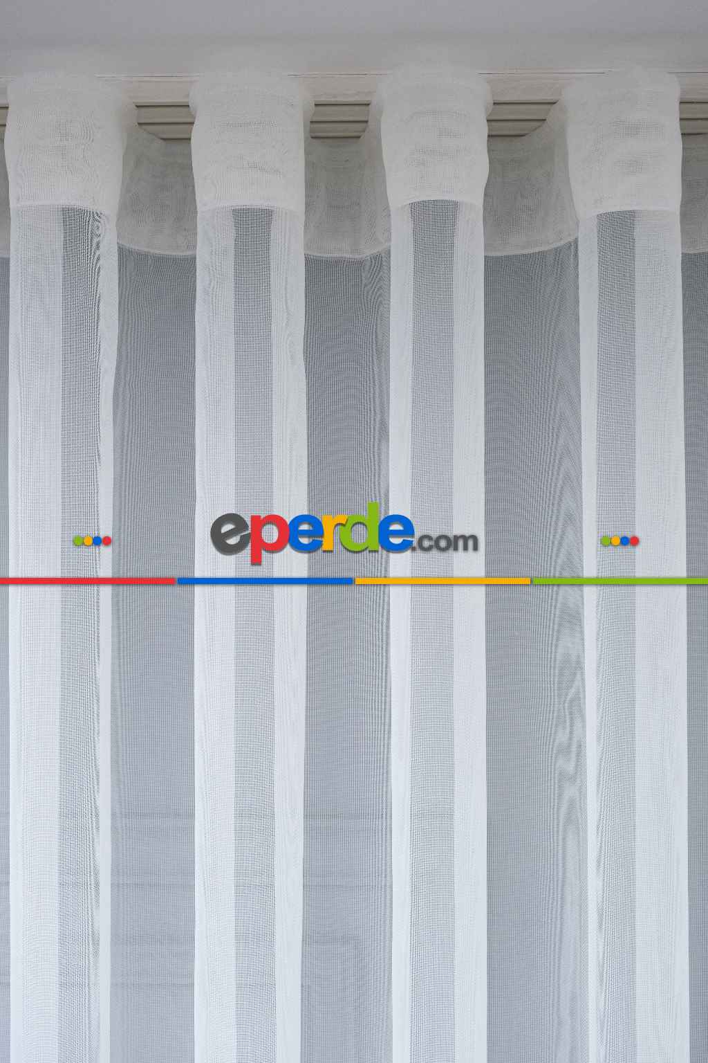 S Pile Düz Tül Perde- Ekru