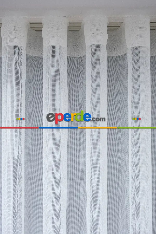 S Pile Düz Tül Perde- Ekru