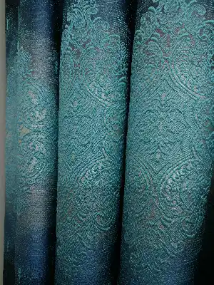 Salon Fon Perde - Fon Perde Turkuaz Damask Desenli(fon Demiri Hediyeli)- Turkuaz