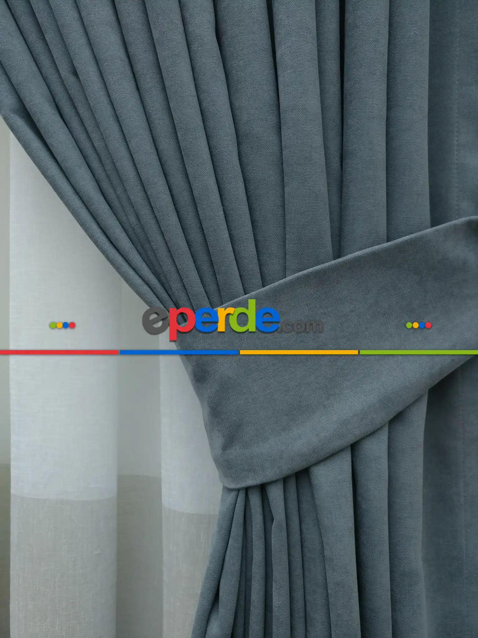 Mavi - Düz Fon Perde ( 1.kalite Dökümlü Fon )- Mavi