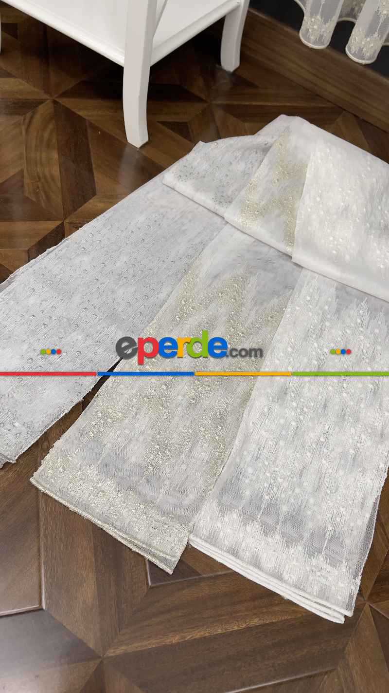 Salon - Premium Seri Trend Perde Modelleri 2023-kabartma Atlas İplikle Nakışlı İşleme Tül Perde 01