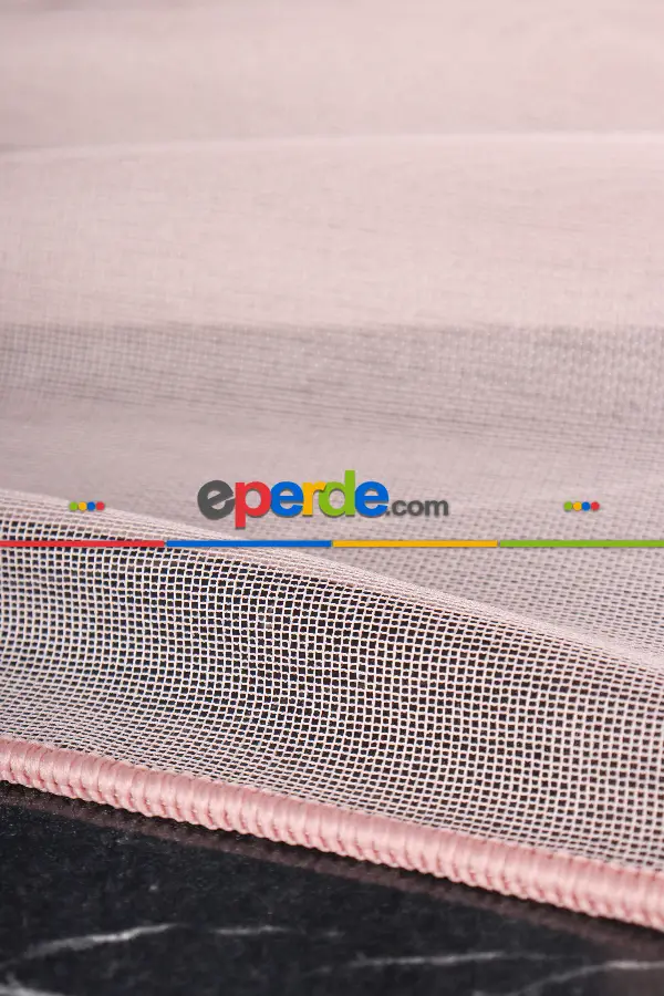 Yatak Odası - Pudra Pembe Düz Tül Perde