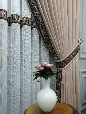 Modern Bordürlü Salon Fon Perdesi İkon 2021 Elıte- Siyah-kahve Koyu-açık Vizon