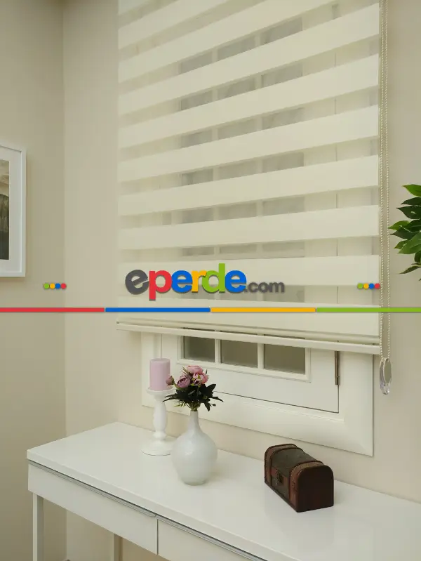 Salon Zebra Perde - Zebra Perde -düz Krem Renk Zebra (kalın Doku Zeminli)- Krem