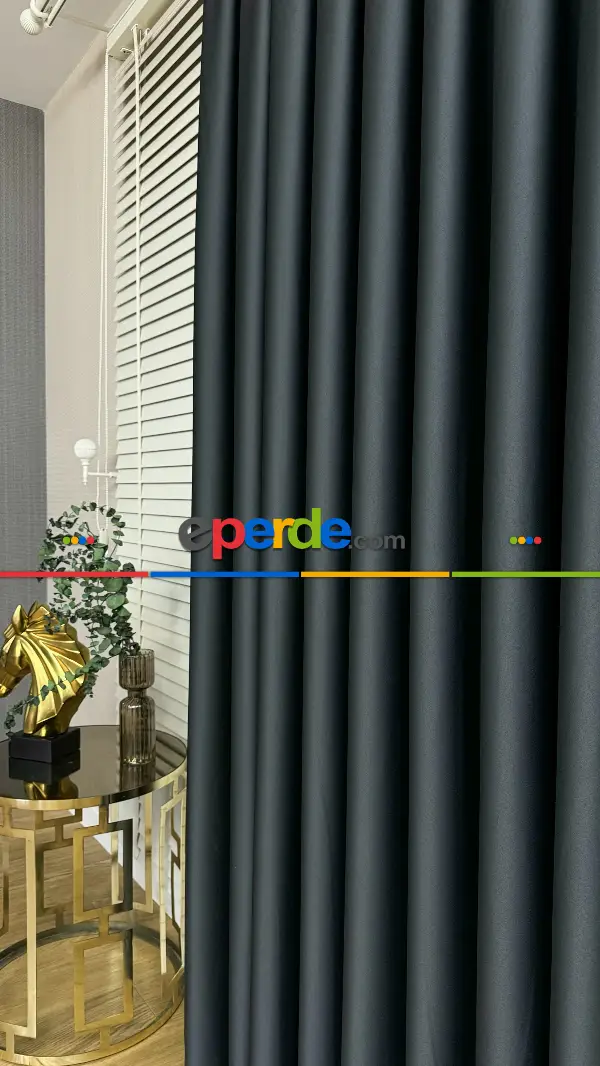 Yatak Odası - Antrasit Gri Blackout - Karartma Fon Perde, Premium Kalite Serisidir, � Işığı Keser