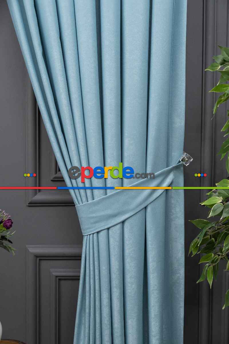 Salon - Soft Fon Perde Mint Yeşili Dökümlü En - Mint